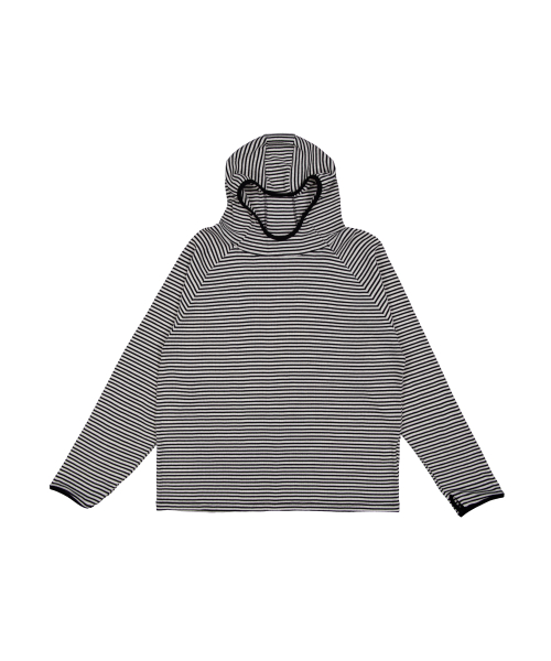 Худи в полоску вафельной вязки (Black/Ivory)