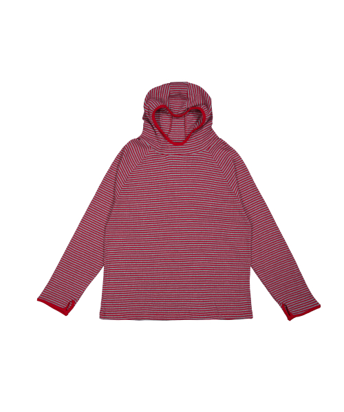 Полосатое вафельное худи (Red/Grey)