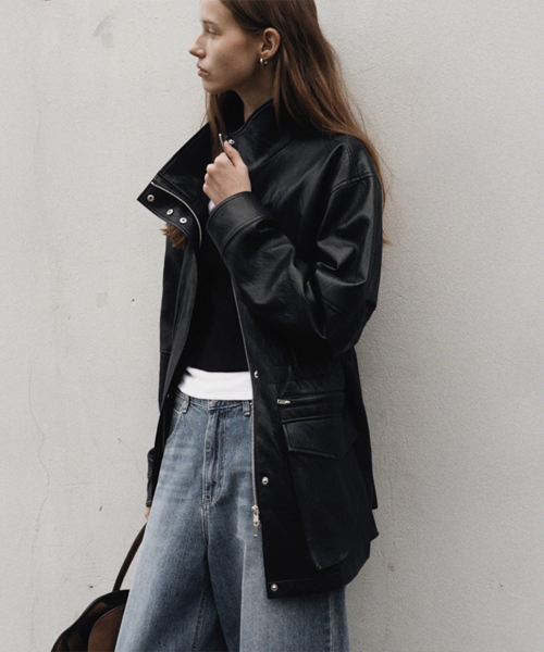 Brighton Faux Leather Drawstring Safari Jacket