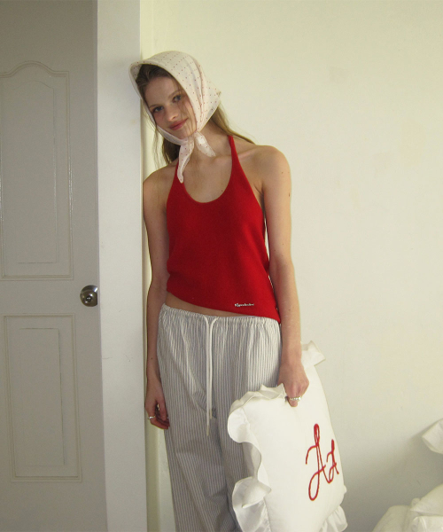 Hay wool halter layered sleeveless - Red