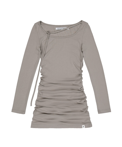 Strap Shirring Top (BEIGE)