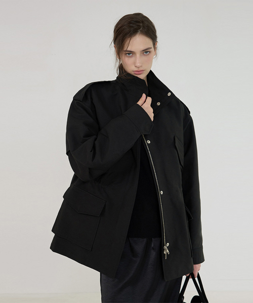 airy drawstring highneck свитер - черный
