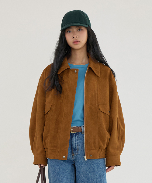 suede mood collar blouson - верблюдий