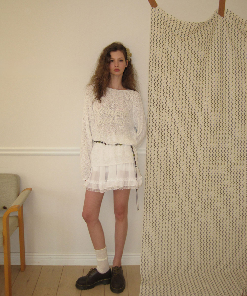 Belly lace mini skirt - Ivory