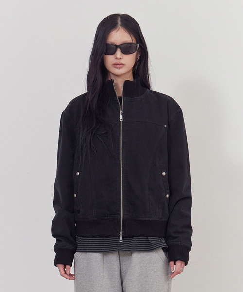 Хлопковый блузон с высоким воротником Black