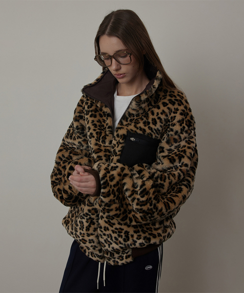 Leopard Over-fit Pur Reversible Jumper_BROWN