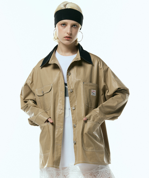Блестящий хлопковый жакет (Beige)