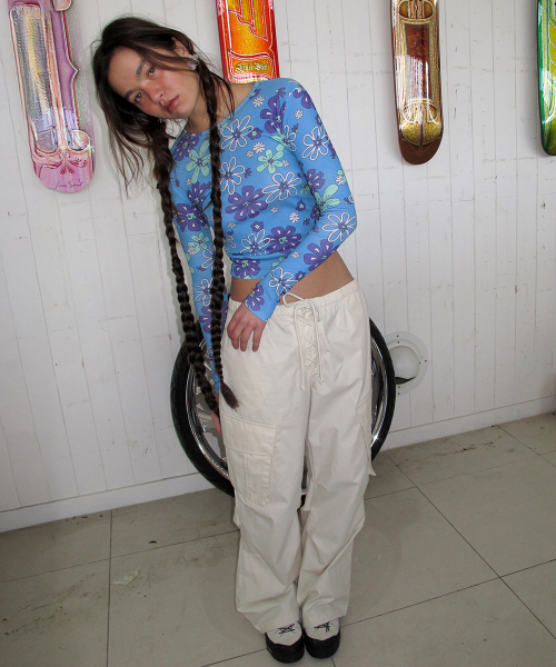 LACE-UP cargo banding pants_ivory