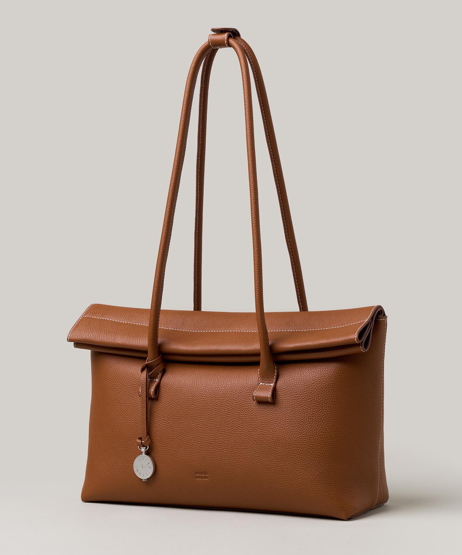 magnet clock shoulder bag tan коричневый