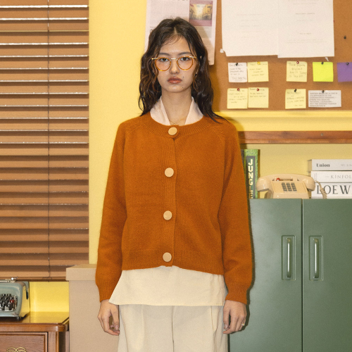 DD_Button front cardigan_ORANGE