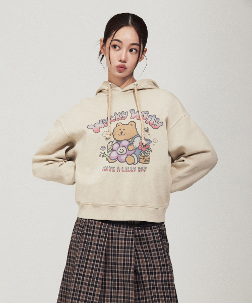 Женское худи графическое semi-over (Beige)