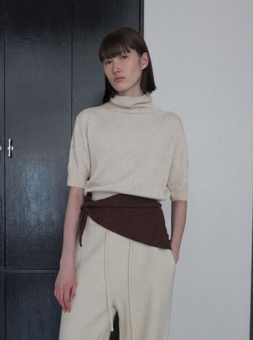 Alpaca Half-Sleeve Turtleneck [IVORY]