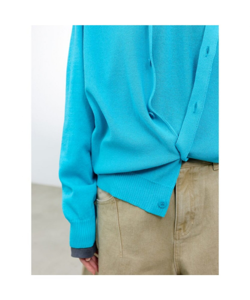 (UNISEX) Тонкий кардиган с круглым вырезом Blue