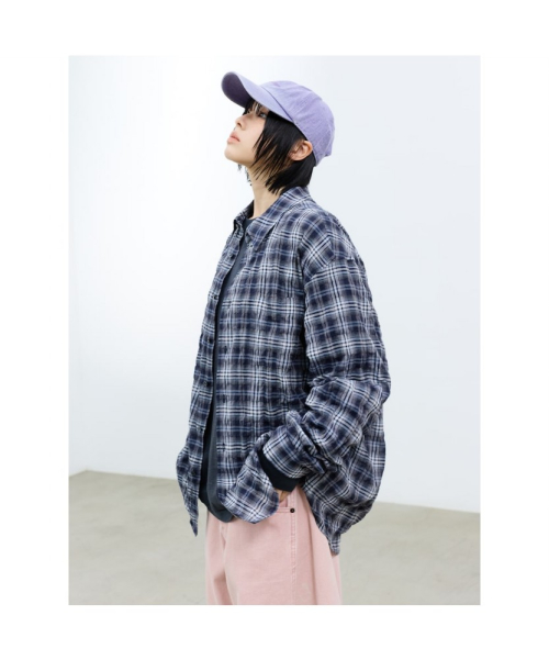 (UNISEX) Полупрозрачная рубашка в клетку Navy