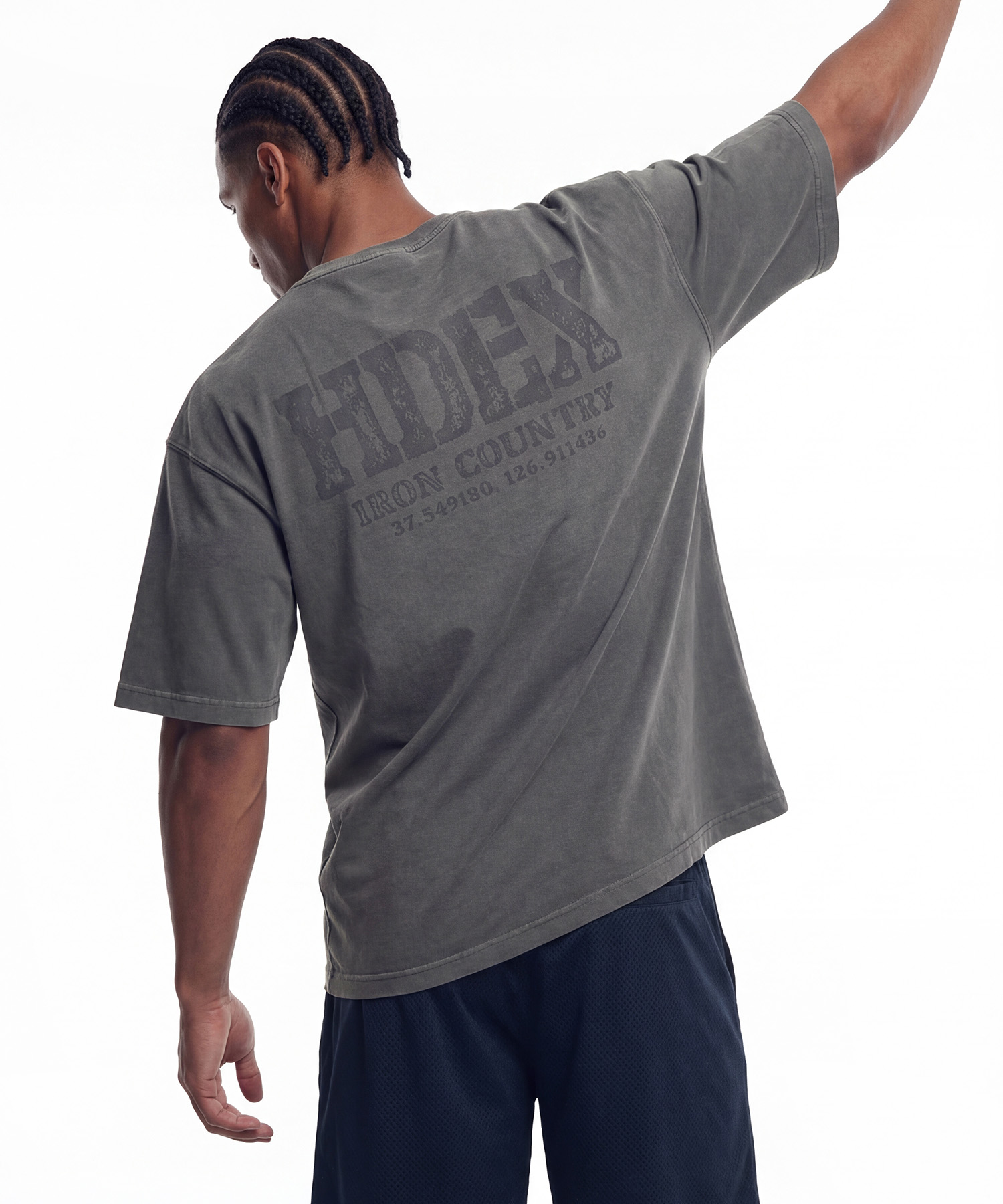 Core Back Logo Giant Fit Washing Short Sleeve Pigment Charcoal