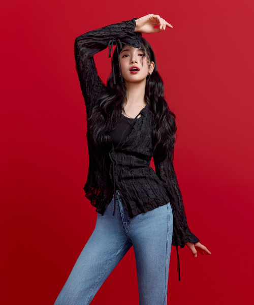 [SUZY] блузка с жатым эффектом в 2 цветах YQ2W1251