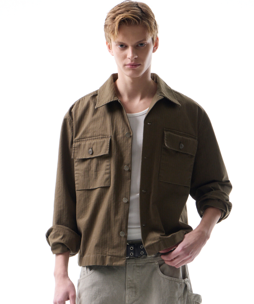 Укороченный жакет Terre Herringbone Vintage M-43 HBT (Olive)
