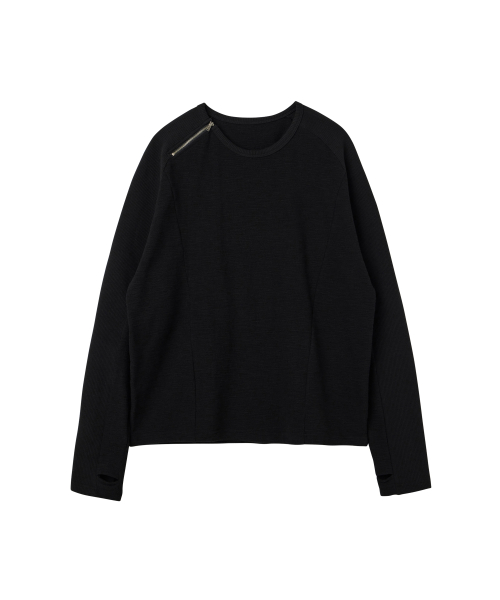 Лонгслив на молнии Rayner Slub Waffle Black