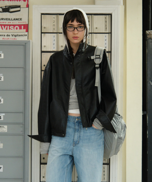ARTIFICIAL LEATHER JUMPER_BLACK [LC261JP04BK]