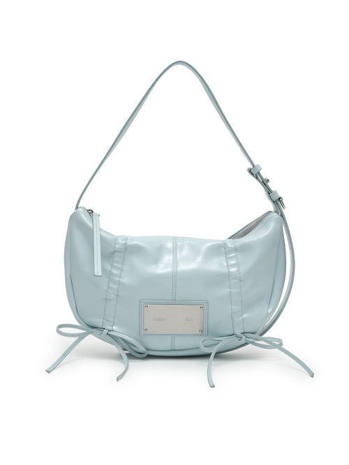 HALF SHIRRING RIBBON ROUND BAG IN SKY