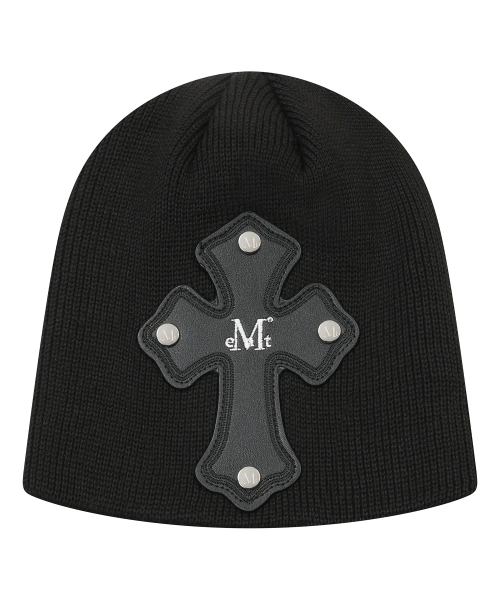 KORN CROSS LEATHER PATCH BEANIE UNISEX