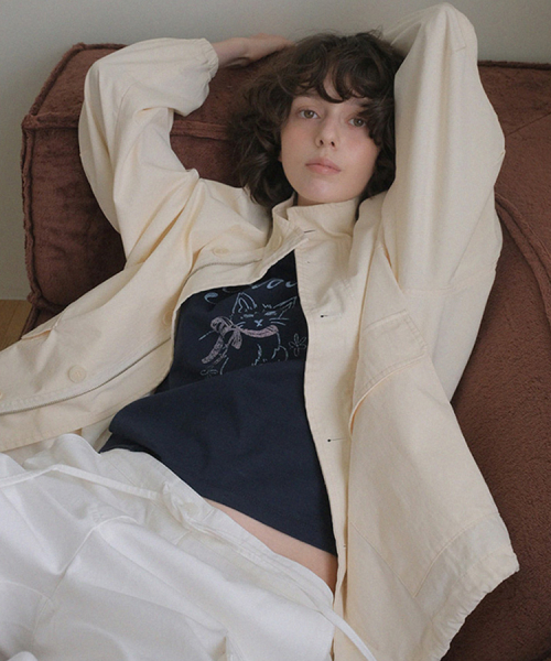 Chic Loose-fit Cotton Blouson - Cream