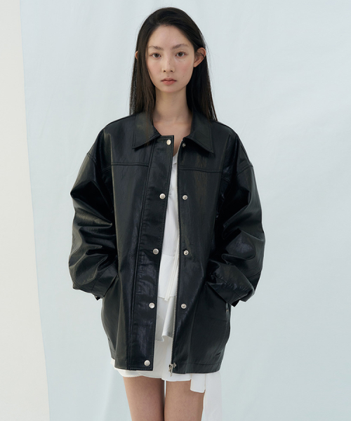 Rust Leather Half Jacket - Black