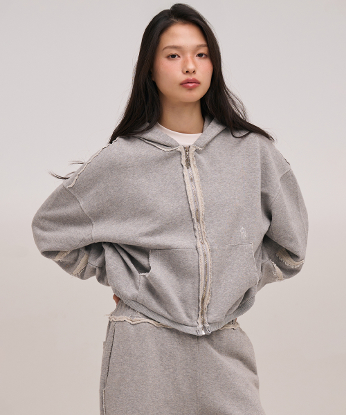 SCRATCH POINT HOOD ZIP-UP (GREY)