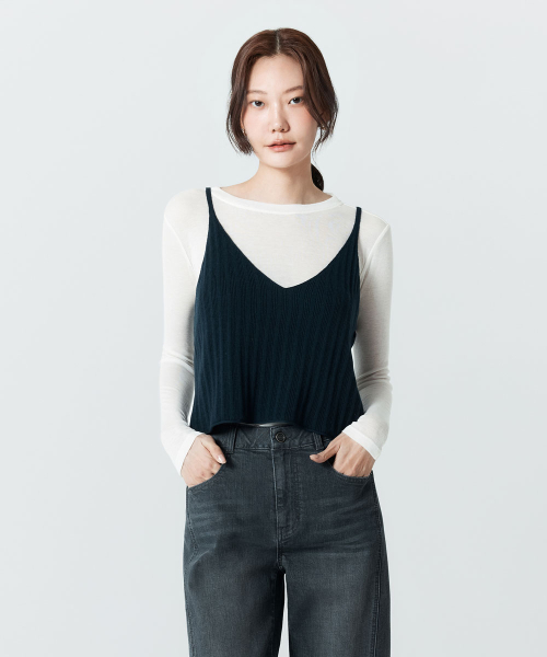 26SS Fox Wool блуза-бюстье Navy