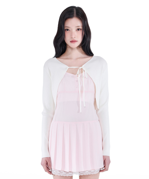 Ribbed Ribbon Bolero (Ivory)
