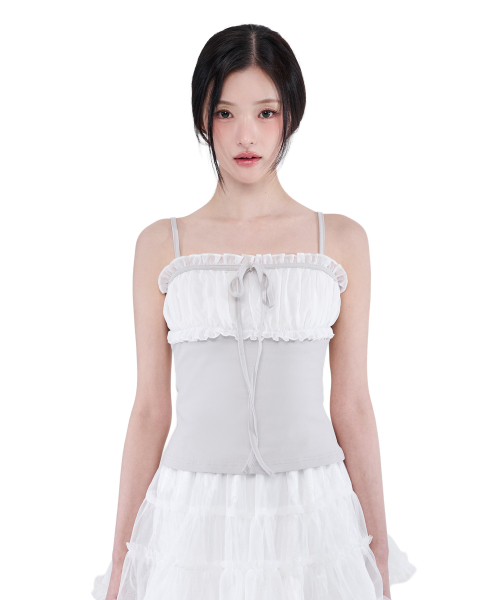 Chiffon Ribbon Sleeveless (Light Gray)