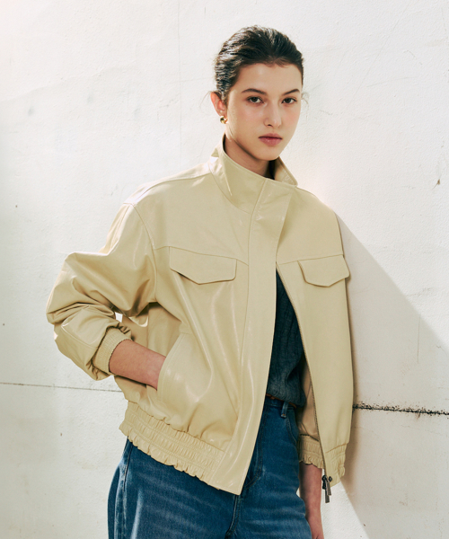 26SS Kendall итальянская ягнячья кожа жакет Butter Beige