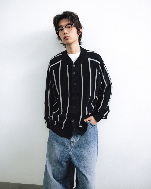 Varsity Raglan Knit Cardigan - Black