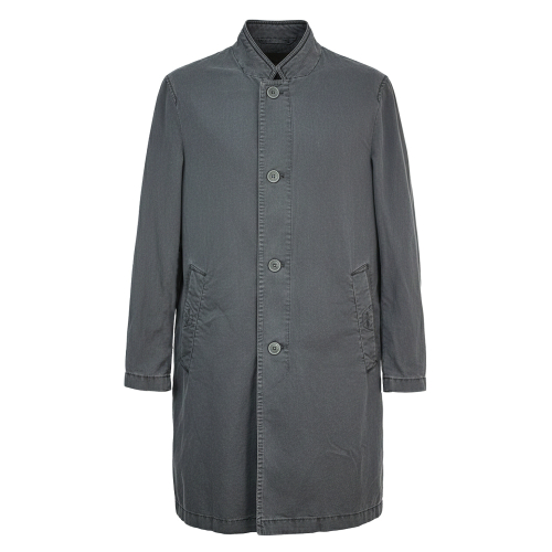 Без воротника гарментный крашёный пальто-мак Light Gray ROAMBH02A