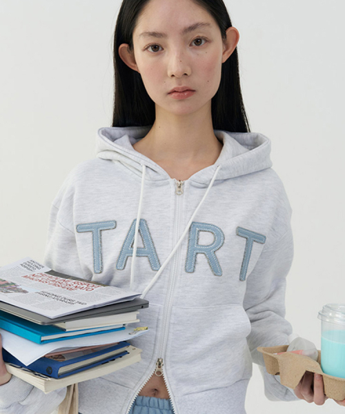 Tart Patch Hooded Zip Up - White Melange