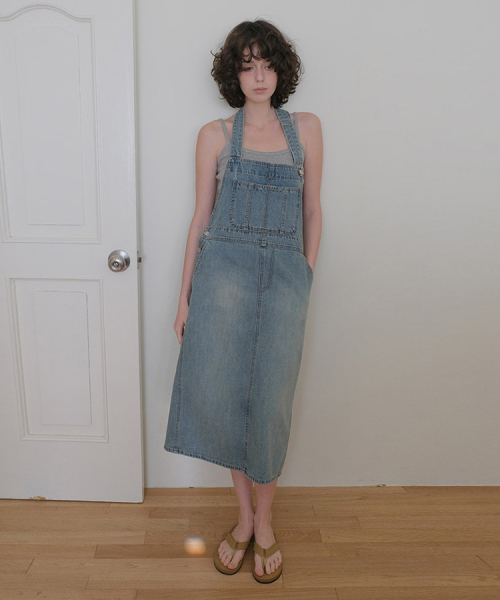 Velin Halter Denim Dress - Middle Blue