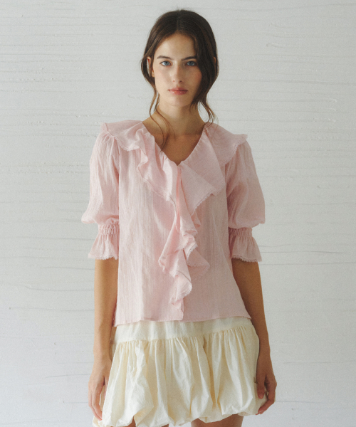 AMELIE frill puff blouse_PINK