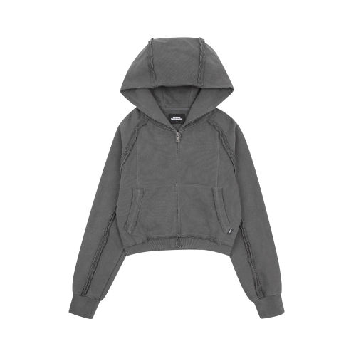 Худи на молнии с необработанными краями (Dark Grey)