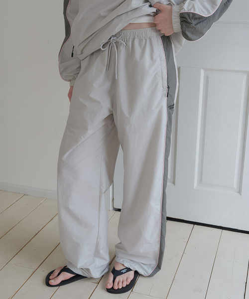 Kota Nylon String Pants - Light Grey/Charcoal