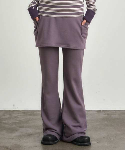 ke611-Bootcut Skirt Pants Purple