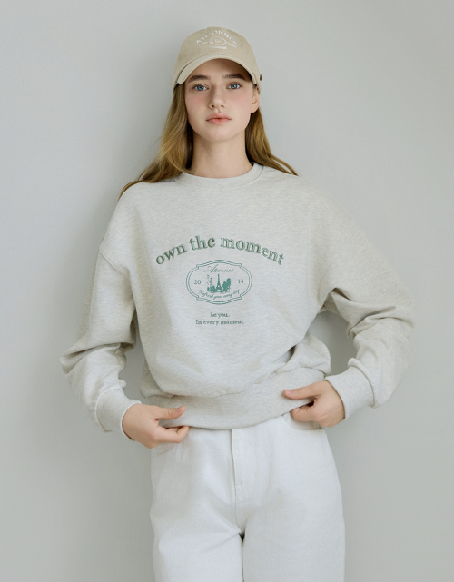 Graphic Crop Sweatshirts Oatmeal AT5TSF065OT