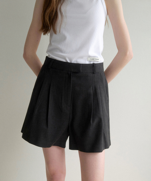 Over Belt Linen 1/2 Pants (Black)