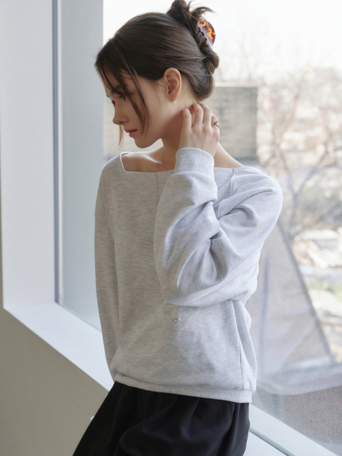 Loosefit Boat-neck Sweatshirt Light Grey AT6TSA021LE