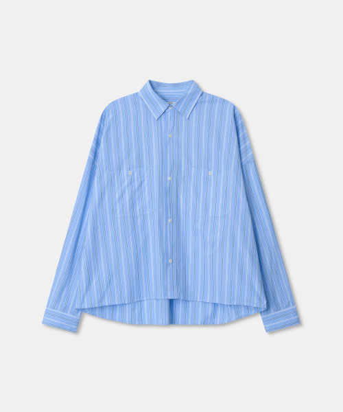 Stripe crop shirt / LIGHT BLUE
