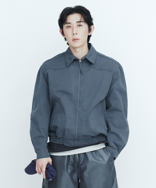 Zip-up blouson jumper / DARK GRAY