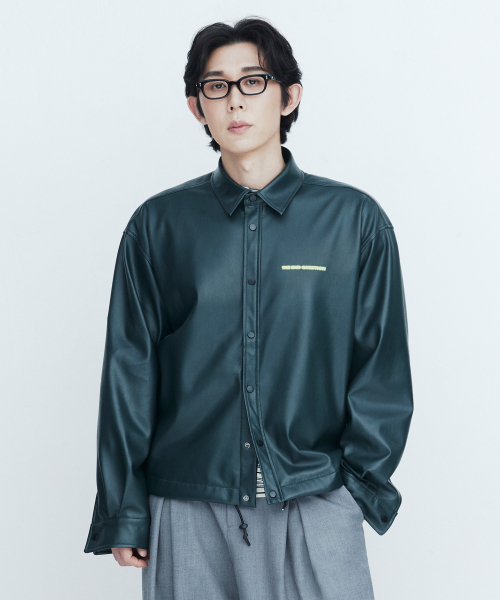 Leather snap jumper / GREEN