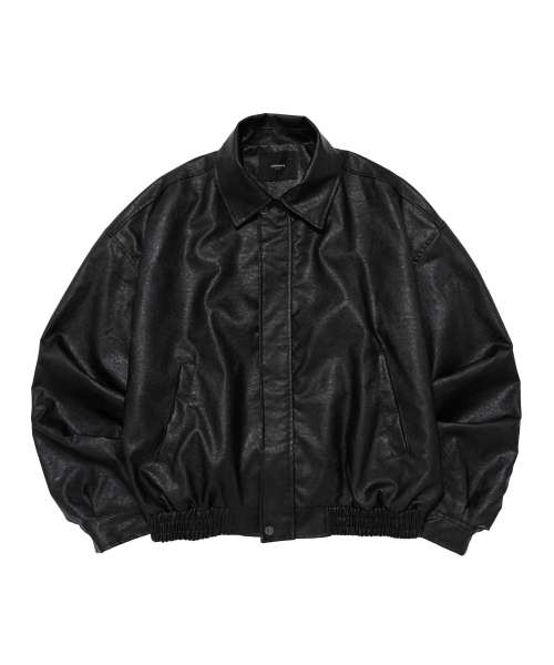 Укороченный кожаный блузон (Black)