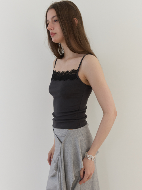 PALE LACE SLEEVELESS (CHARCOAL)