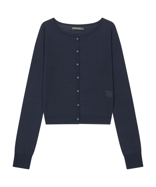 038 COLORED BUTTON CARDIGAN NAVY