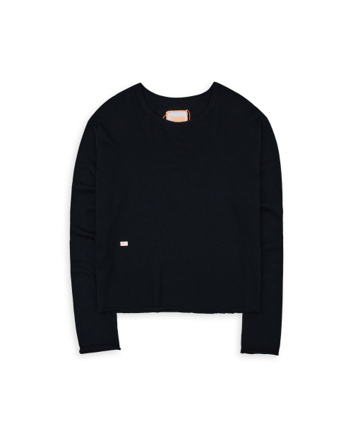 Tuewid gauze crop longsleeve t-shirts Black